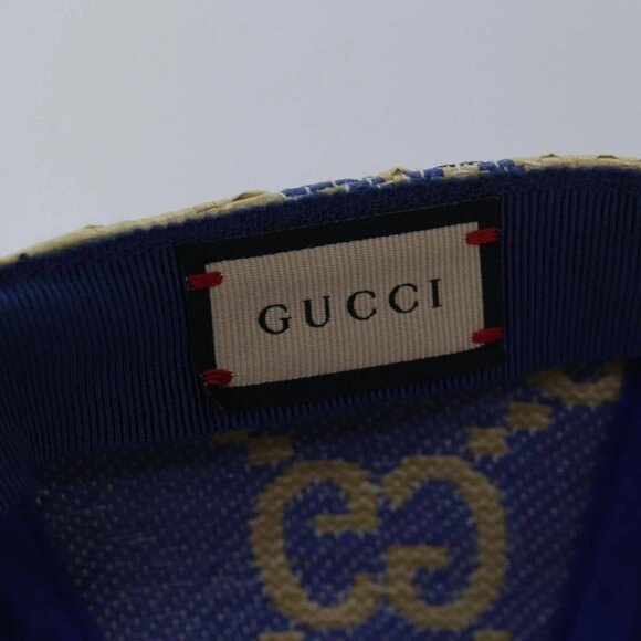 GUCCI Cap GG Canvas Raffia L size Beige 701713 Auth am6474V - Picture 5 of 16